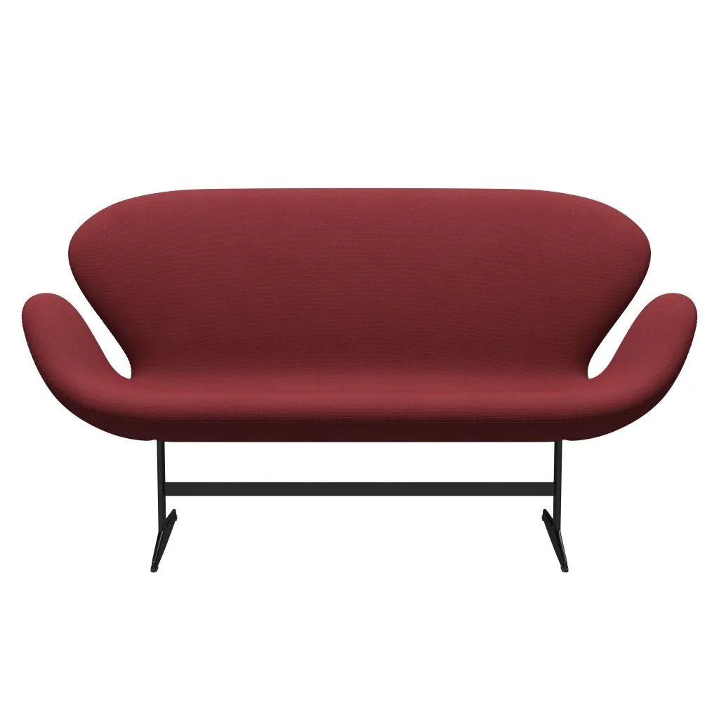 Fritz Hansen Swan™ Sofa 2 Seater, Black Lacquered/Steelcut Trio Dark Red