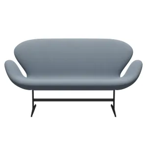 Fritz Hansen Swan™ Sofa 2 Seater, Black Lacquered/Steelcut Trio Pastel Blue