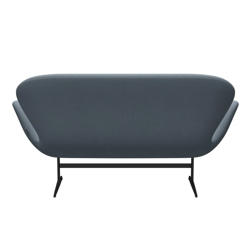Fritz Hansen Swan™ Sofa 2 Seater, Black Lacquered/Steelcut Trio Pastel Blue