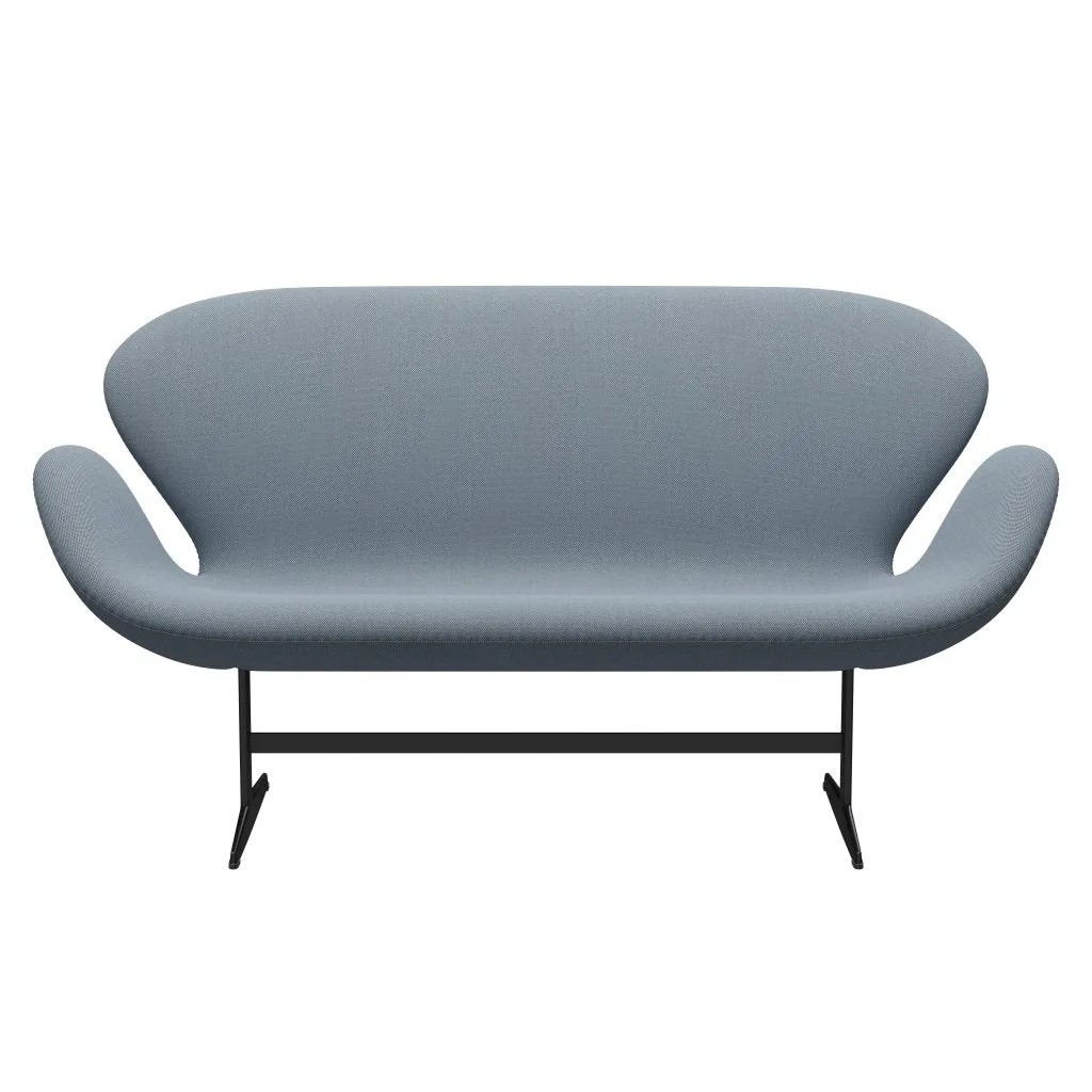 Fritz Hansen Swan™ Sofa 2 Seater, Black Lacquered/Steelcut Trio Pastel Blue