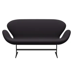 Fritz Hansen Swan™ Sofa 2 Seater, Black Lacquered/Steelcut Violet Dark