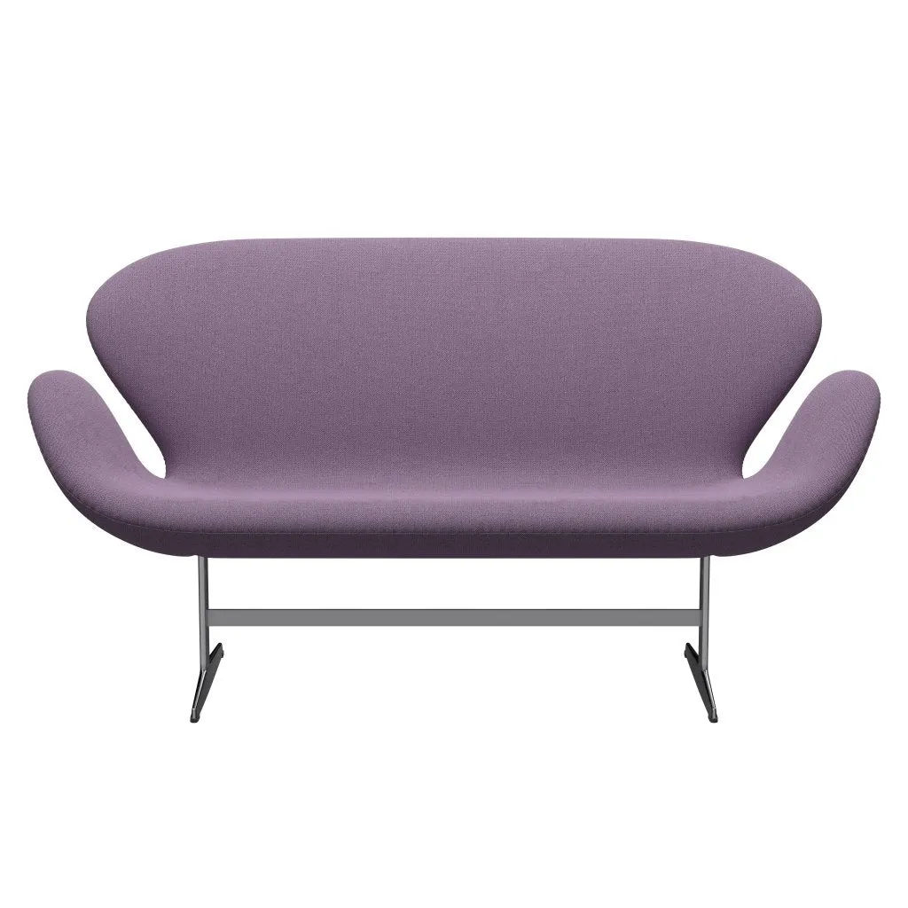 Fritz Hansen Swan™ Sofa 2 Seater, Satin Brushed Aluminium/Capture Light Violet