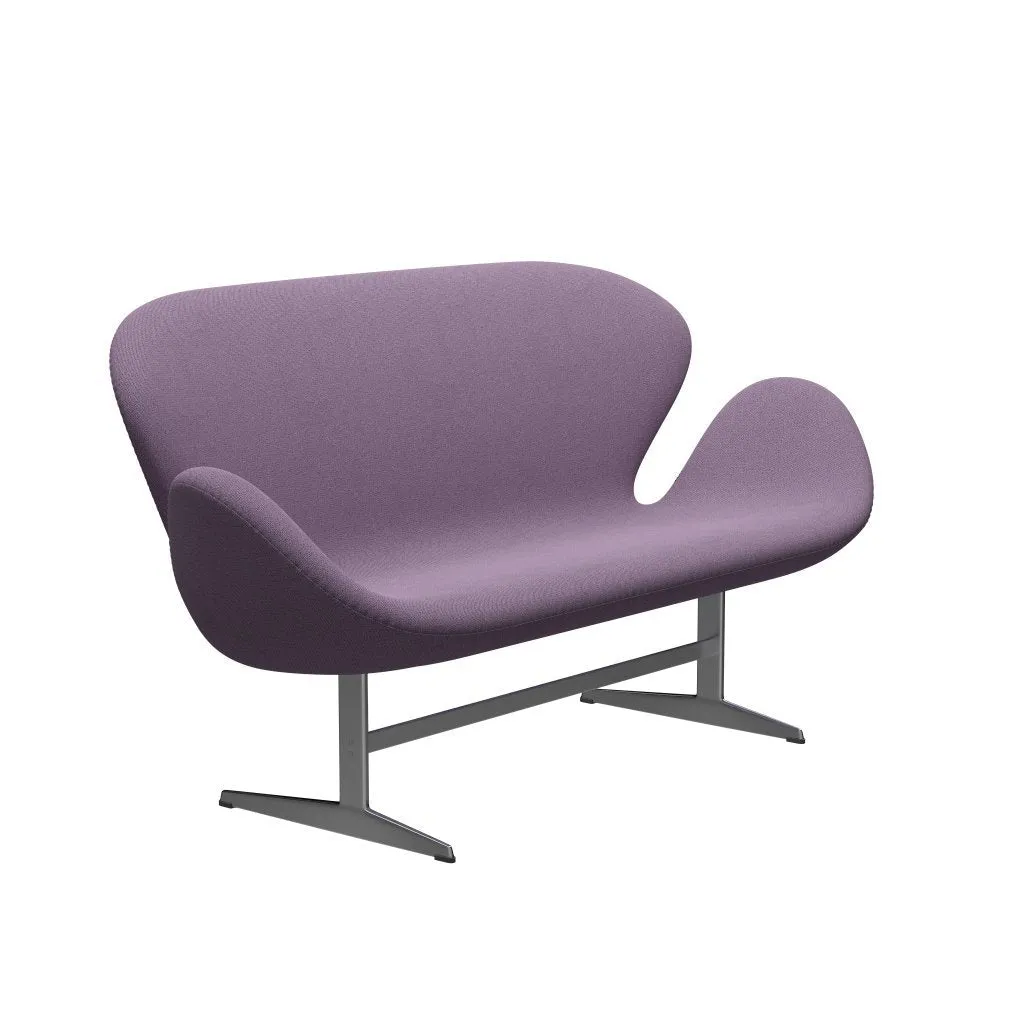Fritz Hansen Swan™ Sofa 2 Seater, Satin Brushed Aluminium/Capture Light Violet