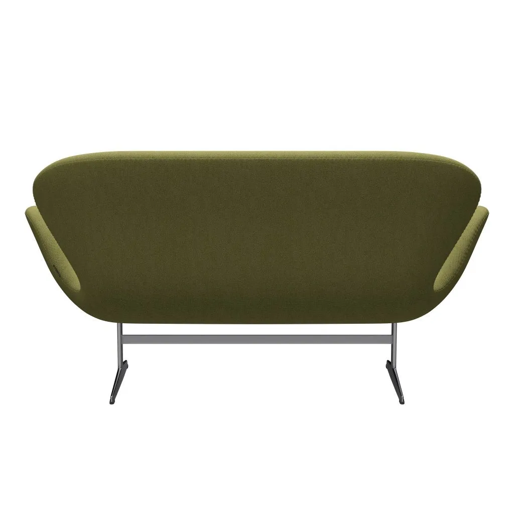 Fritz Hansen Swan™ Sofa 2 Seater, Satin Brushed Aluminium/Capture Wamrgrün