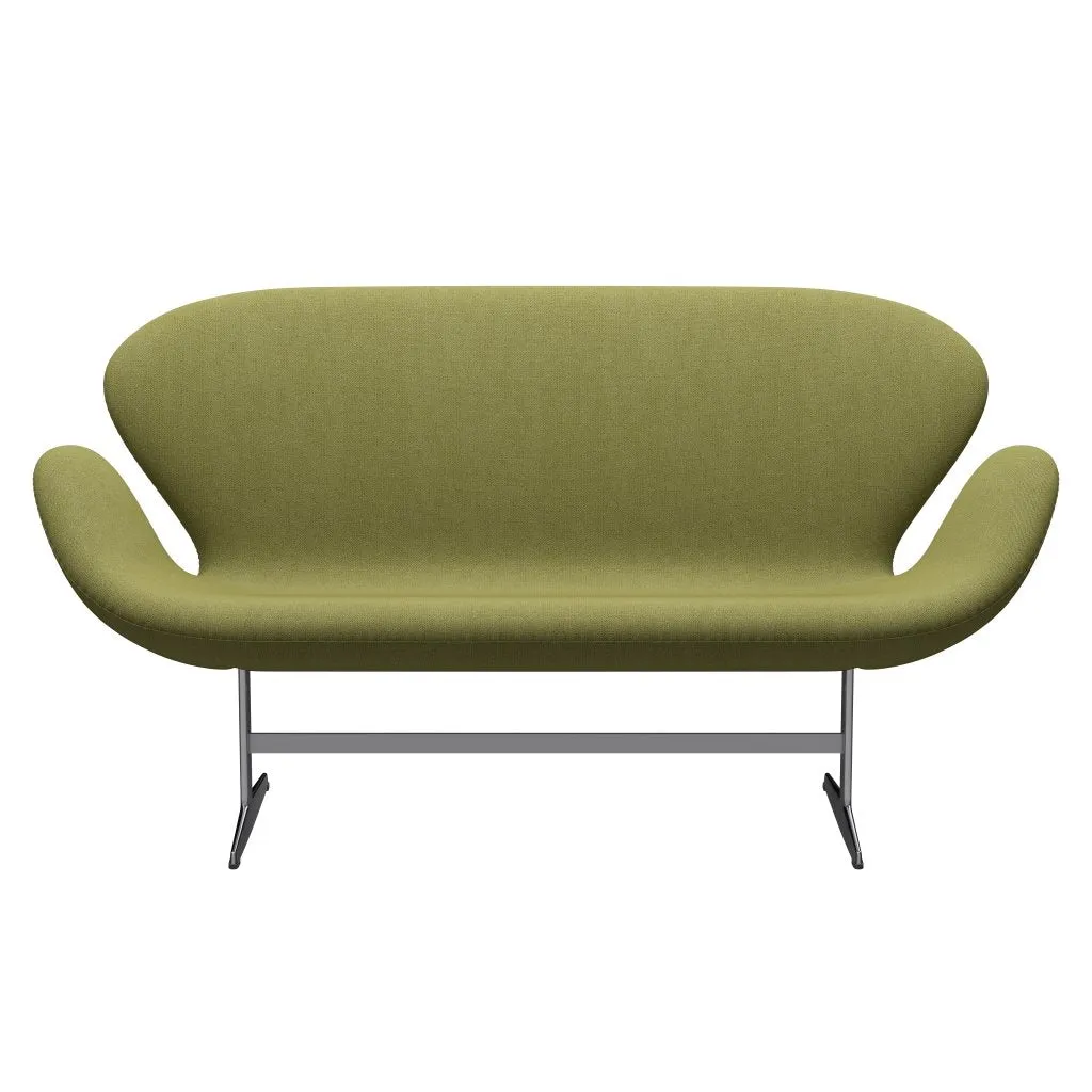 Fritz Hansen Swan™ Sofa 2 Seater, Satin Brushed Aluminium/Capture Wamrgrün