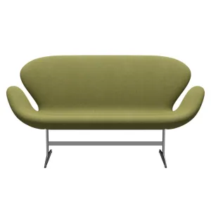 Fritz Hansen Swan™ Sofa 2 Seater, Satin Brushed Aluminium/Capture Wamrgrün