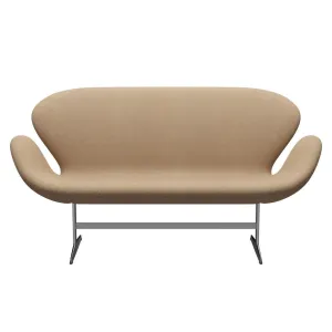 Fritz Hansen Swan™ Sofa 2 Seater, Satin Brushed Aluminium/Divina Md Cappuccino