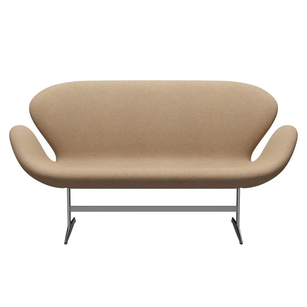 Fritz Hansen Swan™ Sofa 2 Seater, Satin Brushed Aluminium/Divina Md Cappuccino