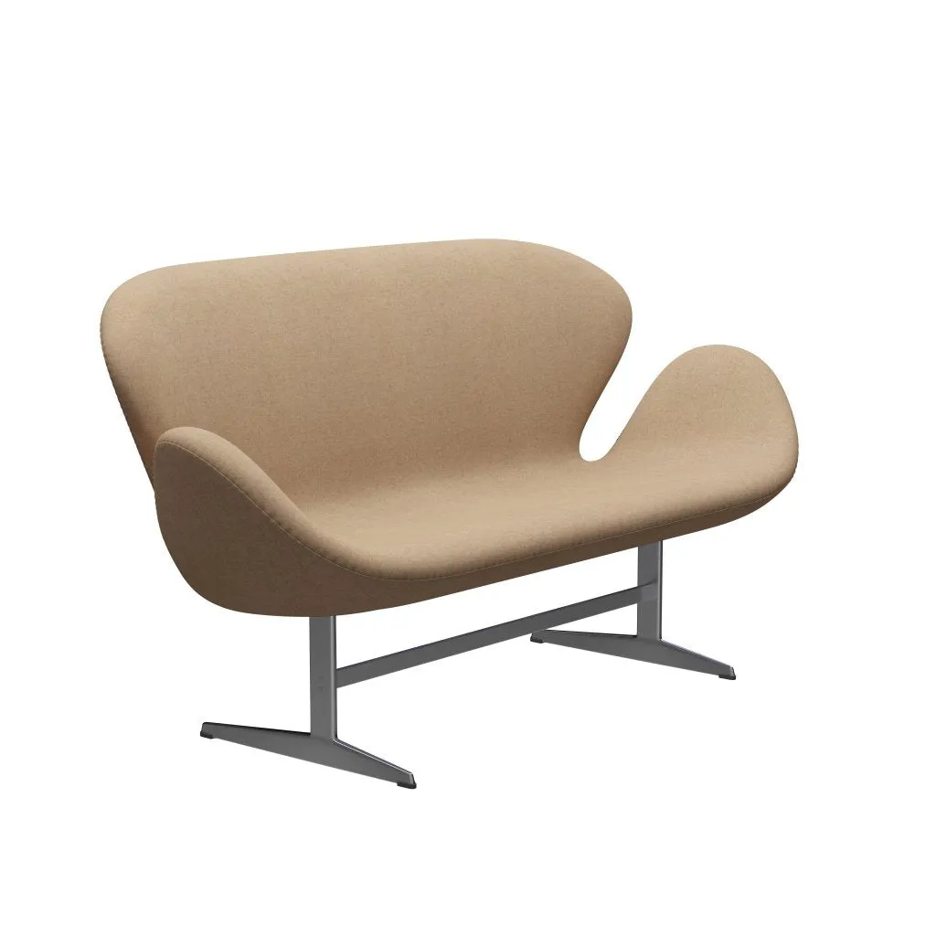 Fritz Hansen Swan™ Sofa 2 Seater, Satin Brushed Aluminium/Divina Md Cappuccino