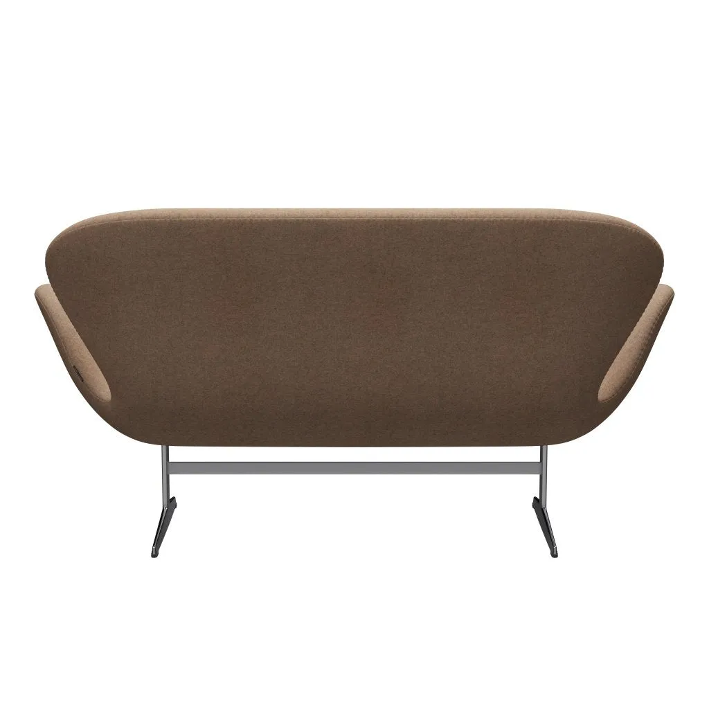 Fritz Hansen Swan™ Sofa 2 Seater, Satin Brushed Aluminium/Divina Melange Grey Nude
