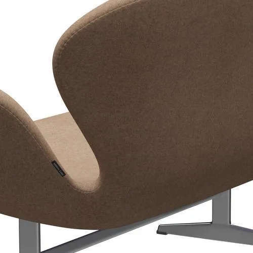 Fritz Hansen Swan™ Sofa 2 Seater, Satin Brushed Aluminium/Divina Melange Grey Nude