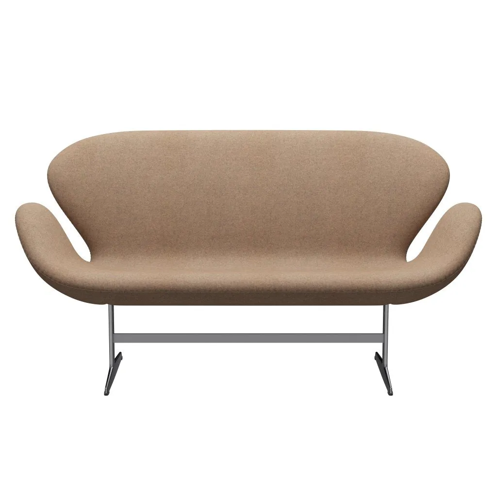 Fritz Hansen Swan™ Sofa 2 Seater, Satin Brushed Aluminium/Divina Melange Grey Nude