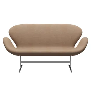 Fritz Hansen Swan™ Sofa 2 Seater, Satin Brushed Aluminium/Divina Melange Grey Nude