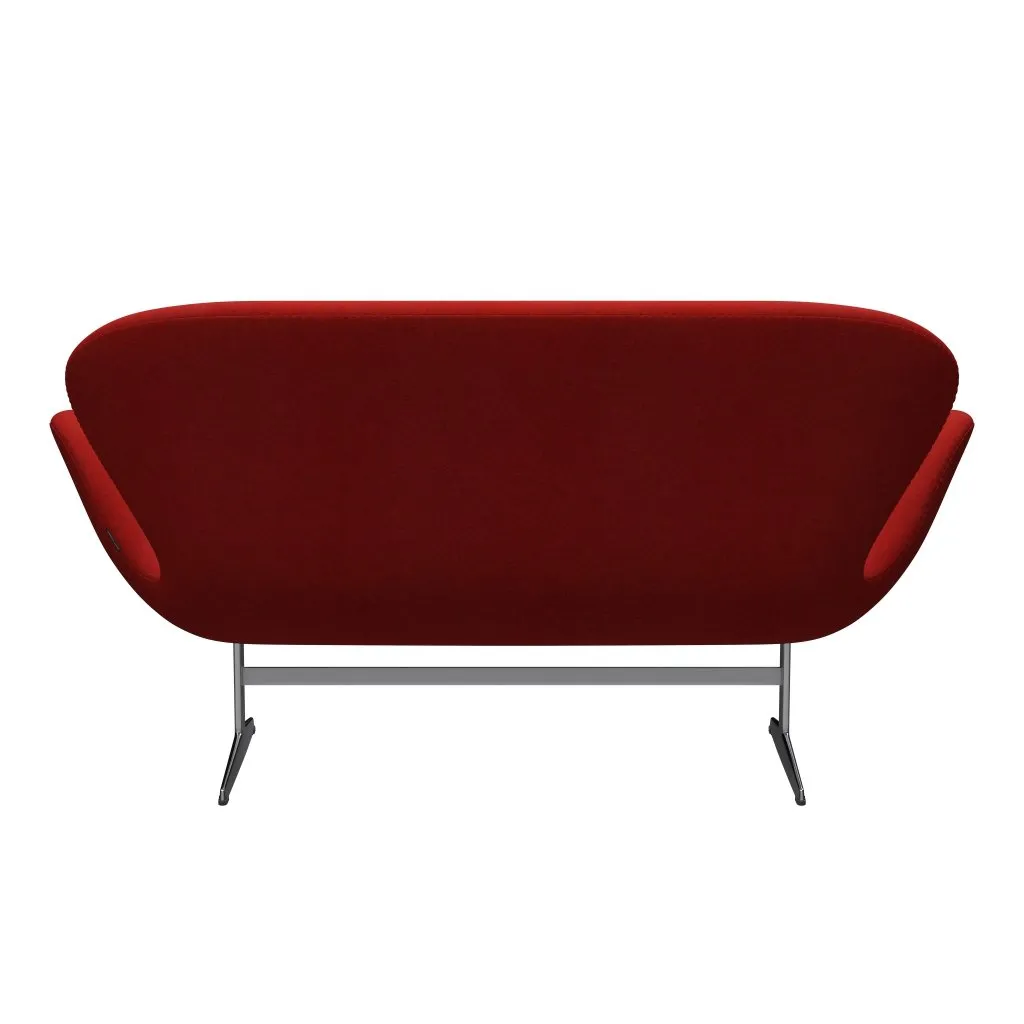 Fritz Hansen Swan™ Sofa 2 Seater, Satin Brushed Aluminium/Divina Melange Red