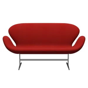 Fritz Hansen Swan™ Sofa 2 Seater, Satin Brushed Aluminium/Divina Melange Red