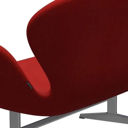 Fritz Hansen Swan™ Sofa 2 Seater, Satin Brushed Aluminium/Divina Melange Red