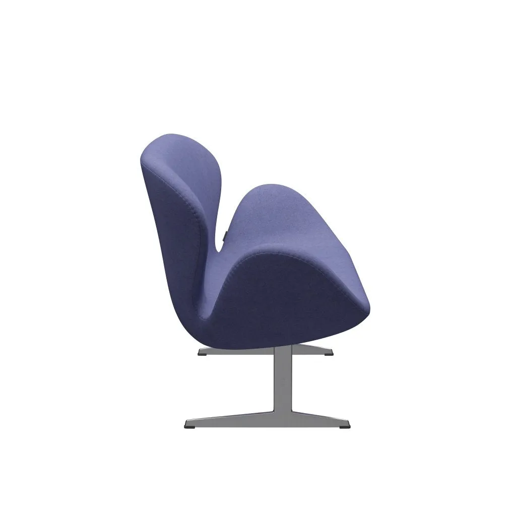 Fritz Hansen Swan™ Sofa 2 Seater, Satin Brushed Aluminium/Divina Melange Violet Light