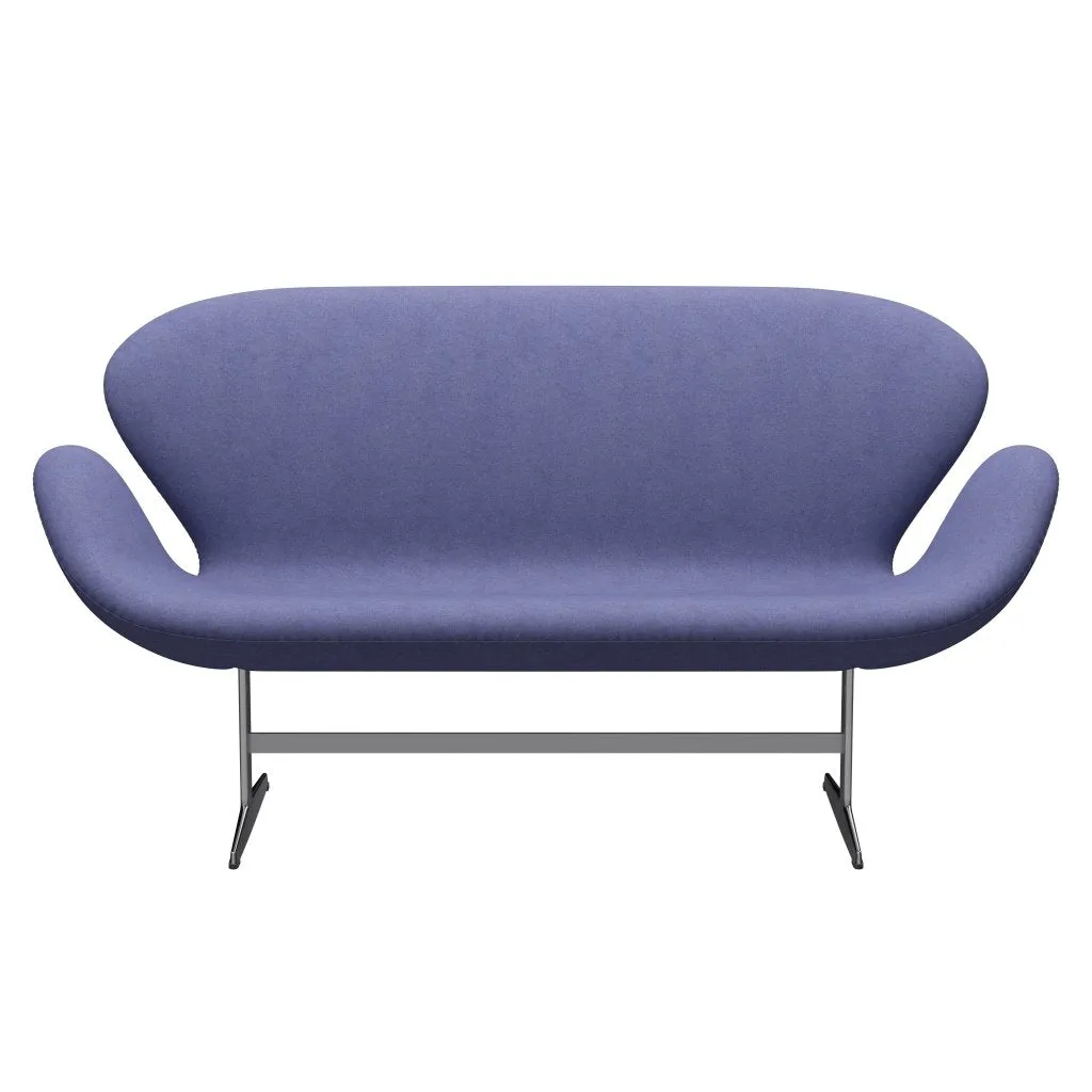 Fritz Hansen Swan™ Sofa 2 Seater, Satin Brushed Aluminium/Divina Melange Violet Light