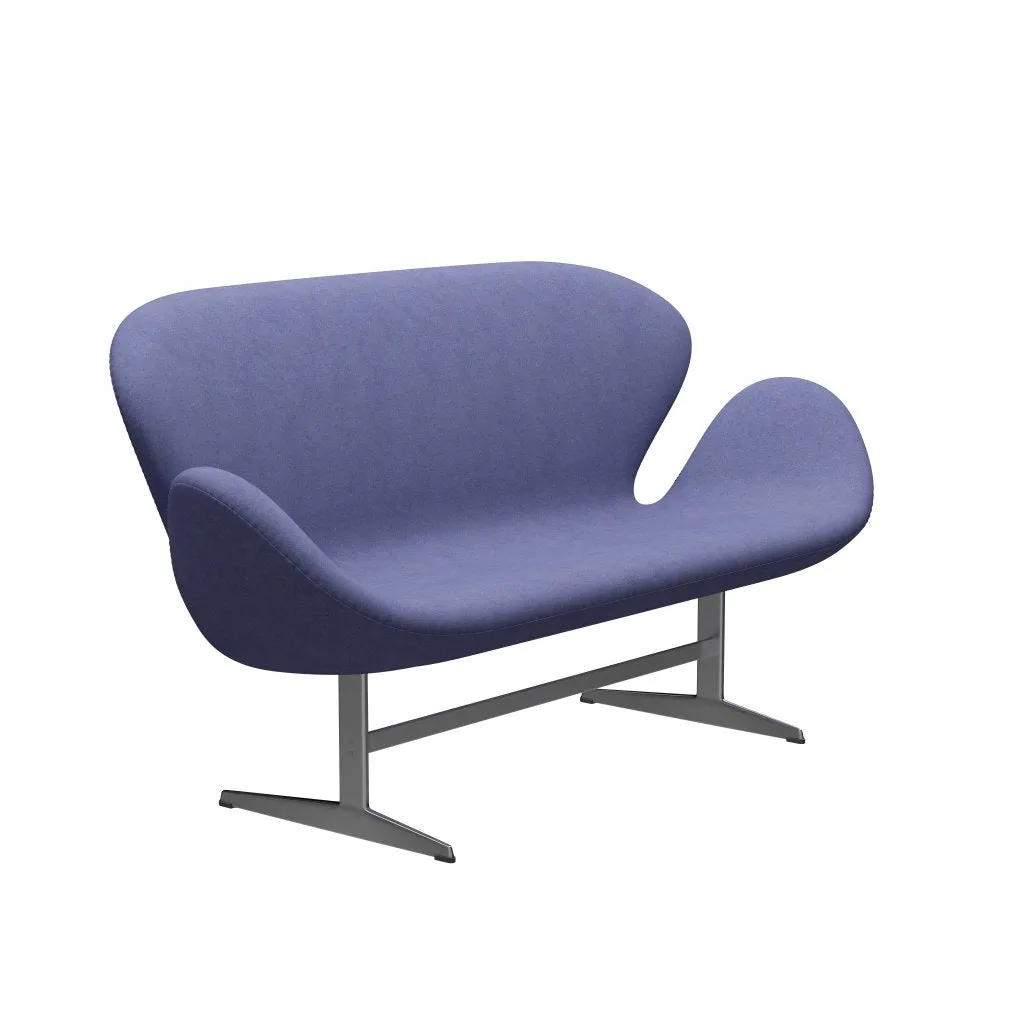 Fritz Hansen Swan™ Sofa 2 Seater, Satin Brushed Aluminium/Divina Melange Violet Light