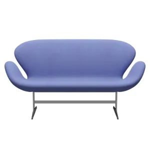 Fritz Hansen Swan™ Sofa 2 Seater, Satin Brushed Aluminium/Divina Pastel Blue