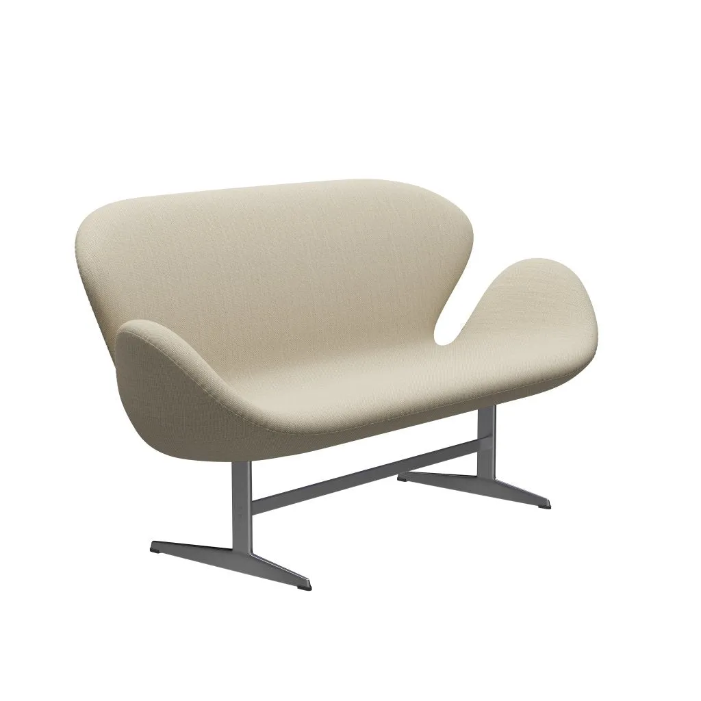 Fritz Hansen Swan™ Sofa 2 Seater, Satin Brushed Aluminium/Fiord Natural Sand