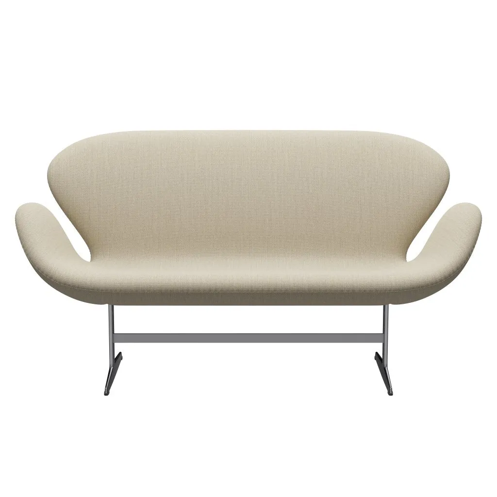Fritz Hansen Swan™ Sofa 2 Seater, Satin Brushed Aluminium/Fiord Natural Sand