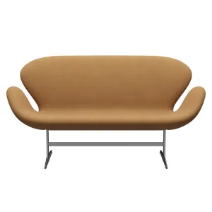 Fritz Hansen Swan™ Sofa 2 Seater, Satin Brushed Aluminium/Fiord Ochre/Stone