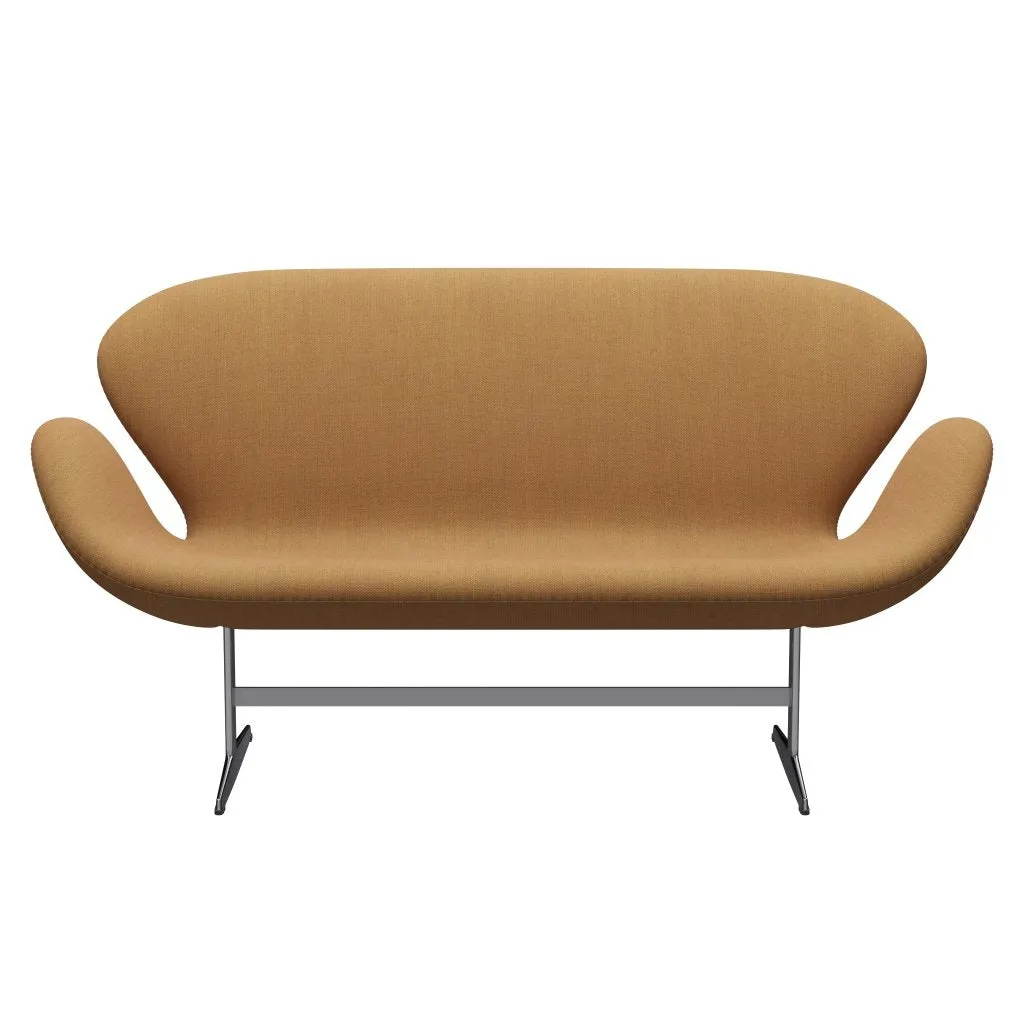 Fritz Hansen Swan™ Sofa 2 Seater, Satin Brushed Aluminium/Fiord Ochre/Stone