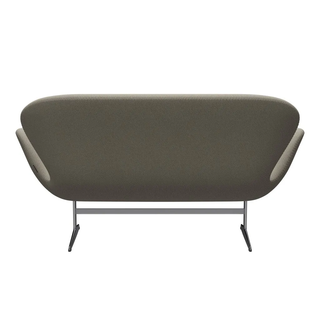 Fritz Hansen Swan™ Sofa 2 Seater, Satin Brushed Aluminium/Fiord Taupe Bright