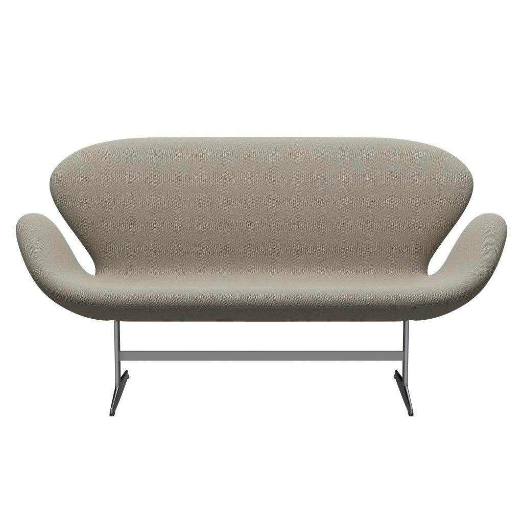 Fritz Hansen Swan™ Sofa 2 Seater, Satin Brushed Aluminium/Fiord Taupe Bright