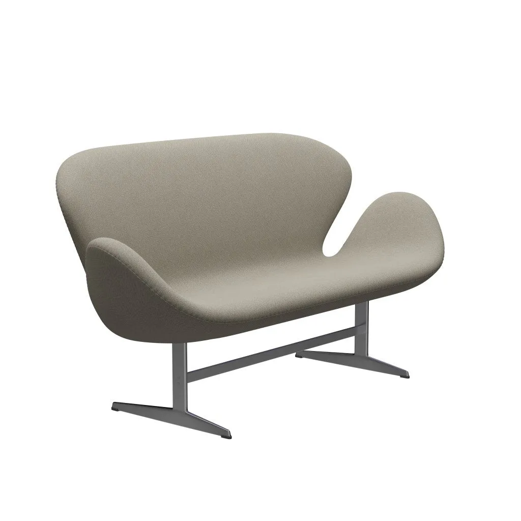 Fritz Hansen Swan™ Sofa 2 Seater, Satin Brushed Aluminium/Fiord Taupe Bright