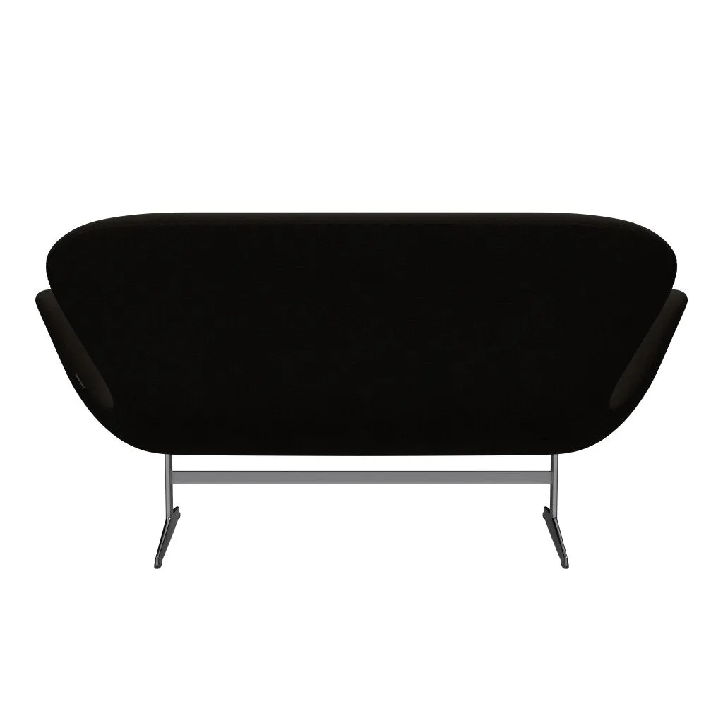 Fritz Hansen Swan™ Sofa 2 Seater, Satin Brushed Aluminium/Hallingdal Dark Brown