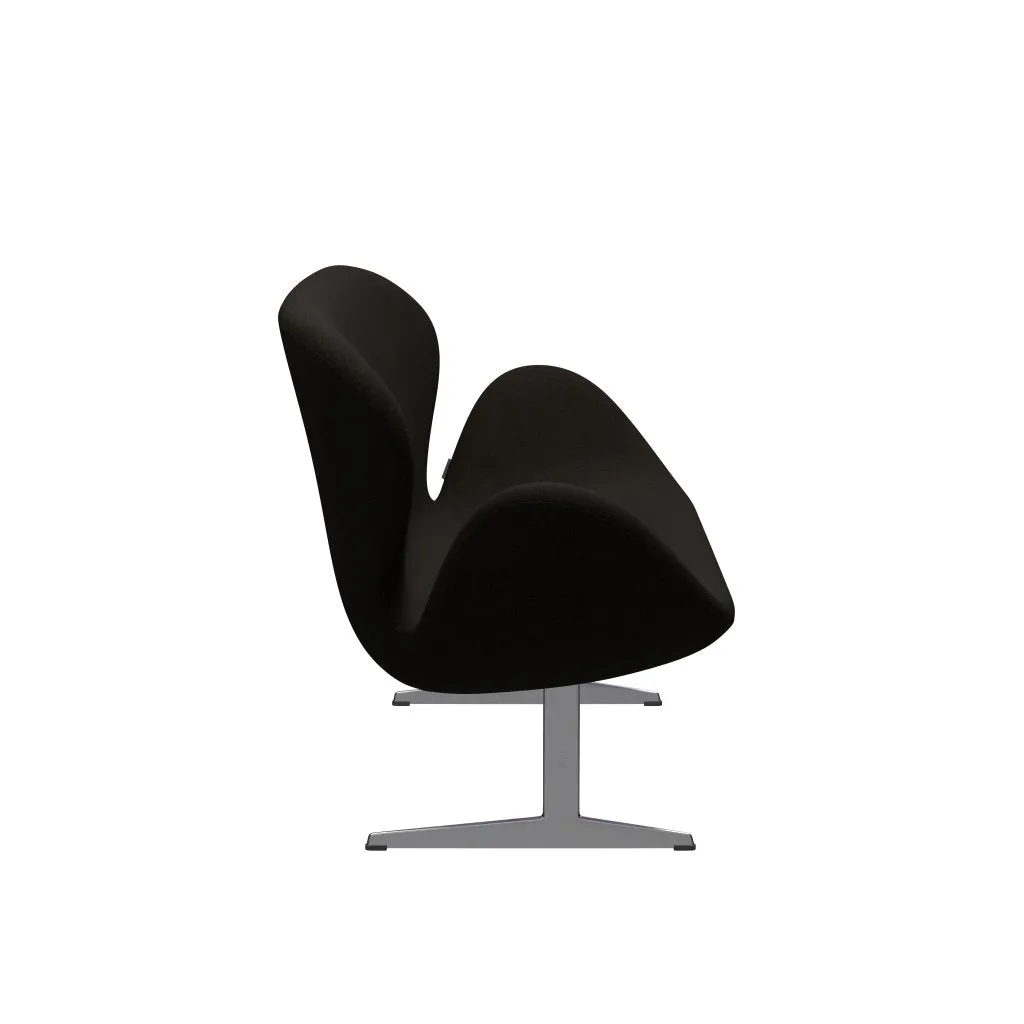 Fritz Hansen Swan™ Sofa 2 Seater, Satin Brushed Aluminium/Hallingdal Dark Brown