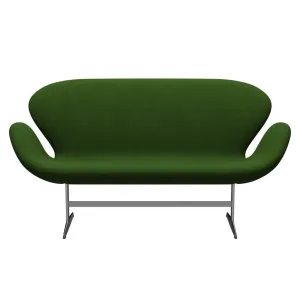 Fritz Hansen Swan™ Sofa 2 Seater, Satin Brushed Aluminium/Hallingdal Grass Green