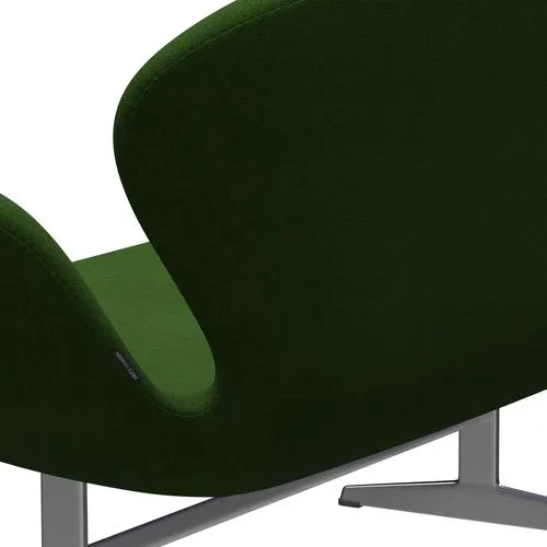 Fritz Hansen Swan™ Sofa 2 Seater, Satin Brushed Aluminium/Hallingdal Grass Green