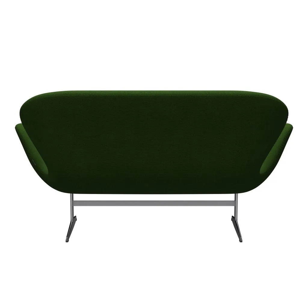 Fritz Hansen Swan™ Sofa 2 Seater, Satin Brushed Aluminium/Hallingdal Grass Green