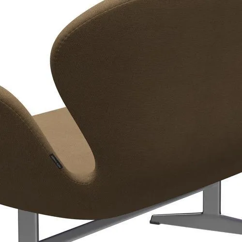 Fritz Hansen Swan™ Sofa 2 Seater, Satin Brushed Aluminium/Hallingdal Light Brown