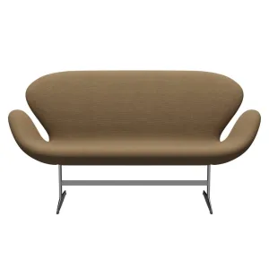 Fritz Hansen Swan™ Sofa 2 Seater, Satin Brushed Aluminium/Hallingdal Light Brown