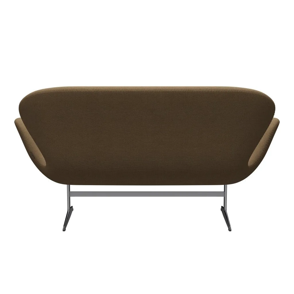 Fritz Hansen Swan™ Sofa 2 Seater, Satin Brushed Aluminium/Hallingdal Light Brown