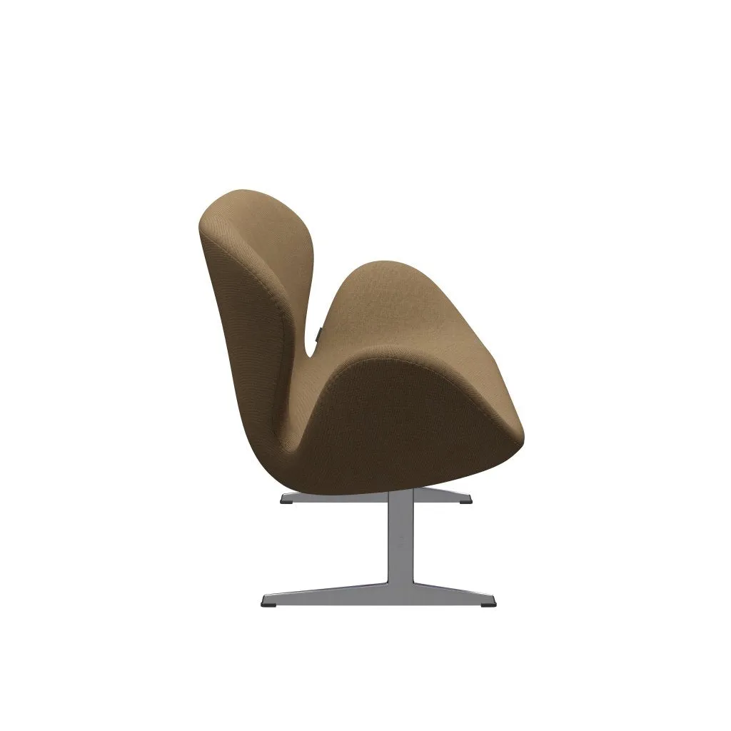 Fritz Hansen Swan™ Sofa 2 Seater, Satin Brushed Aluminium/Hallingdal Light Brown