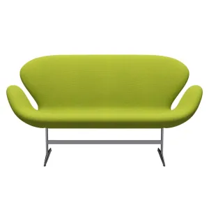 Fritz Hansen Swan™ Sofa 2 Seater, Satin Brushed Aluminium/Hallingdal Lime