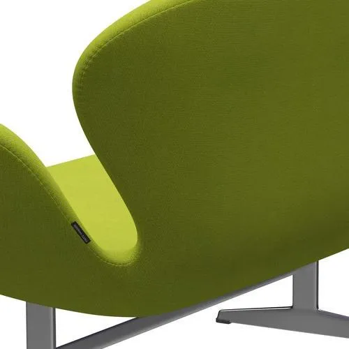 Fritz Hansen Swan™ Sofa 2 Seater, Satin Brushed Aluminium/Hallingdal Lime
