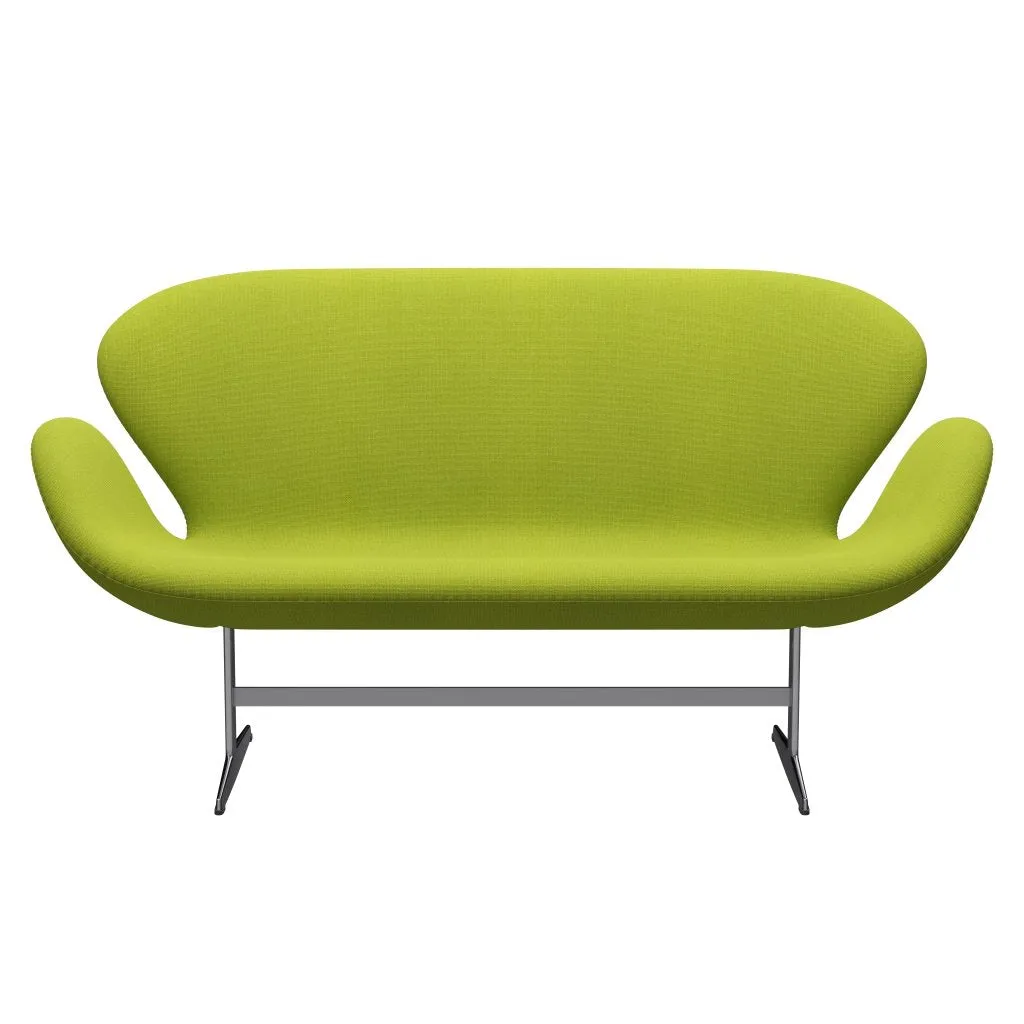 Fritz Hansen Swan™ Sofa 2 Seater, Satin Brushed Aluminium/Hallingdal Lime