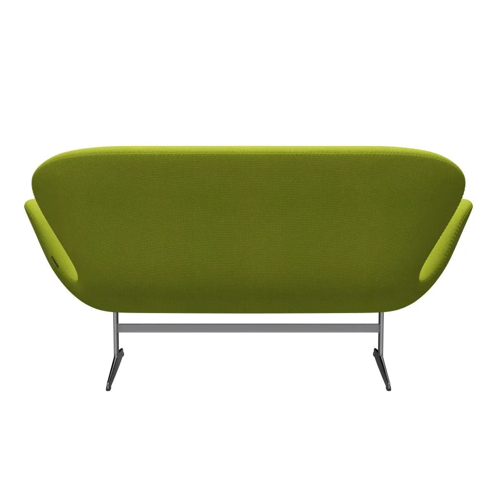 Fritz Hansen Swan™ Sofa 2 Seater, Satin Brushed Aluminium/Hallingdal Lime