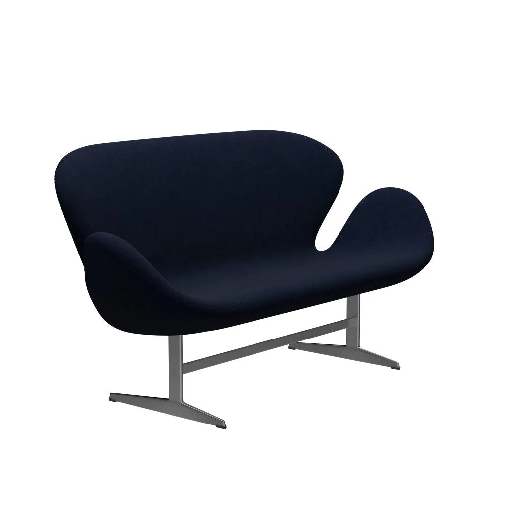 Fritz Hansen Swan™ Sofa 2 Seater, Satin Brushed Aluminium/Hallingdal Royal Blue