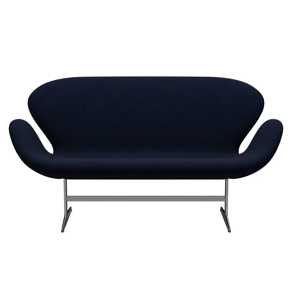 Fritz Hansen Swan™ Sofa 2 Seater, Satin Brushed Aluminium/Hallingdal Royal Blue