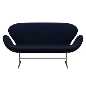 Fritz Hansen Swan™ Sofa 2 Seater, Satin Brushed Aluminium/Hallingdal Royal Blue
