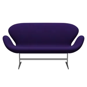 Fritz Hansen Swan™ Sofa 2 Seater, Satin Brushed Aluminium/Hallingdal Violet
