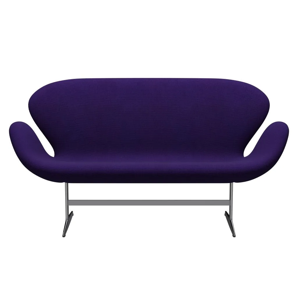 Fritz Hansen Swan™ Sofa 2 Seater, Satin Brushed Aluminium/Hallingdal Violet