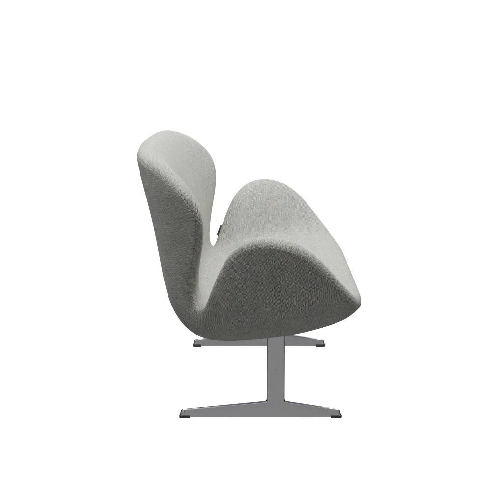 Fritz Hansen Swan™ Sofa 2 Seater, Satin Brushed Aluminium/Hallingdal White/Grey